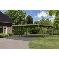 KARIBU Doppelcarport »Classic 3 Variante C inkl. zwei Einfahrtsbögen«, Außenmaß BxT: 563 x 657,5 cm, natur - gruen Unkategorisiert online kaufen