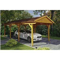 SKANHOLZ Carport »Fichtelberg«, BxT: 317 x 808 cm, Firsthöhe: 303 cm, lasiert - beige Unkategorisiert online kaufen