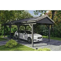 SKANHOLZ Carport »Fichtelberg«, BxT: 317 x 808 cm, Firsthöhe: 303 cm, lasiert - grau Unkategorisiert online kaufen