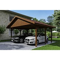 SKANHOLZ Carport »Wallgau«, BxT: 620 x 500 cm, Firsthöhe: 354 cm, lasiert - braun Unkategorisiert online kaufen